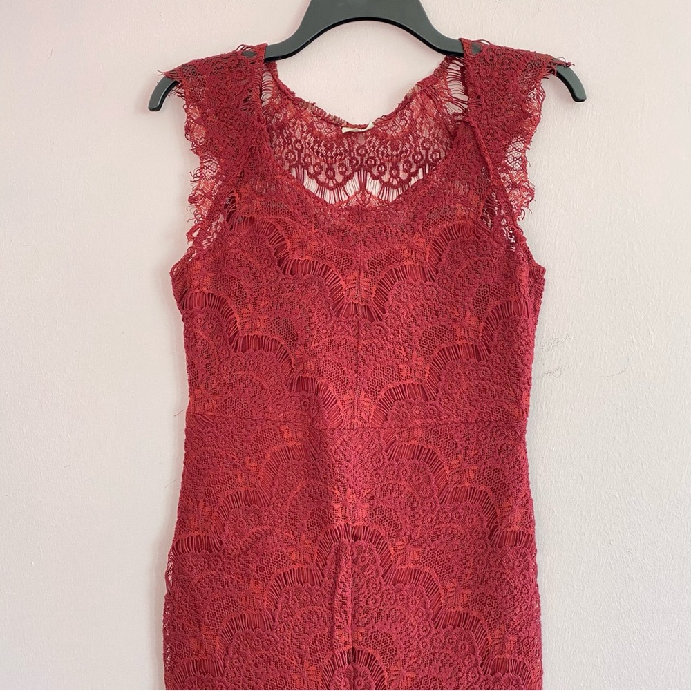 Free People Intimately Red Lace Slip Dress with Lining size small - Picture 4 of 13